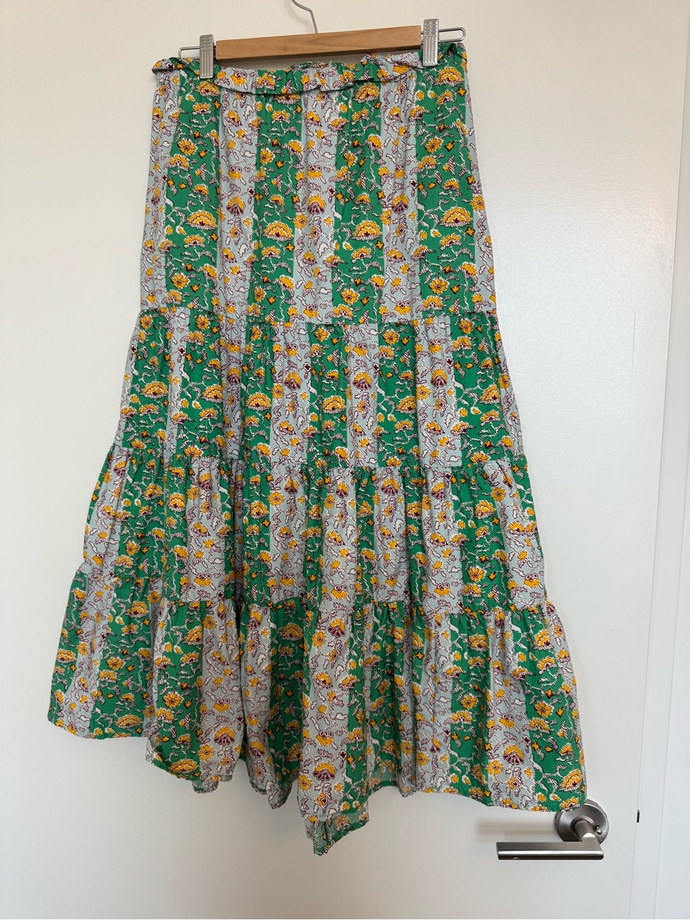 RHODE x Target Green and Yellow Floral Tiered Maxi Skirt